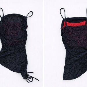 Black and Red Ruched Tank Top